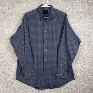 Slates Shirt Mens Medium Gray Plaid Long Sleeve Button Up Cotton Pocket Casual